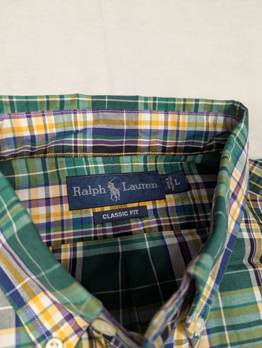 Polo Ralph Lauren Classic Fit Plaid Long Sleeve Button-down Mens Shirt‎ Large